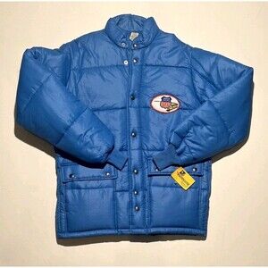 Union Pacific Railroad Puffer Jacket Coat Weathercaster Medium Vintage Blue NWT